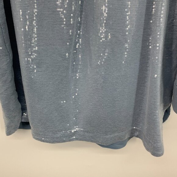 Worthington x Jason Bolden Top Blue Sequin Button Down Long Sleeve - Picture 11 of 11